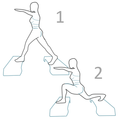 2) Split box lunges