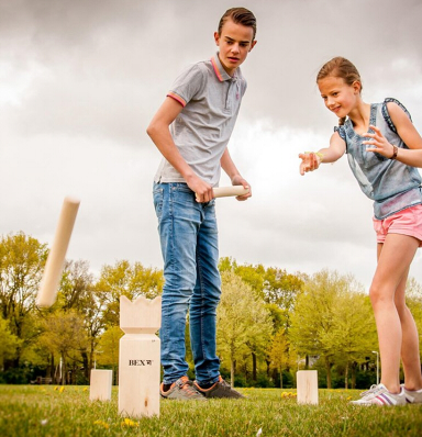 Kubb spel van Rubberhout